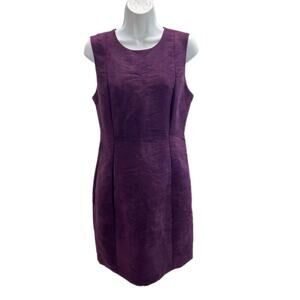 Calvin Klein Elegant Faux Suede Aubergine Princess Seam Sheath Dress size 10